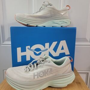 HOKA Women's Running Shoes - White and Mint